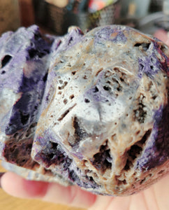 Purple Sphalerite Big Skull Crystal Carving, with Some Druzy! Beautiful!