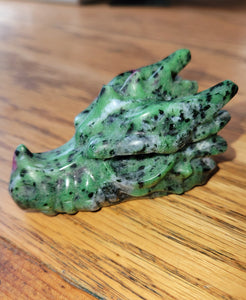 Fire Quartz & Ruby Zoisite Dragon Heads, Fire Dragon, Flying Dragon, Crystal Carvings, Stunning!