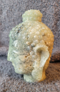 Prehnite Big Buddha Head Crystal Carving, Gorgeous!