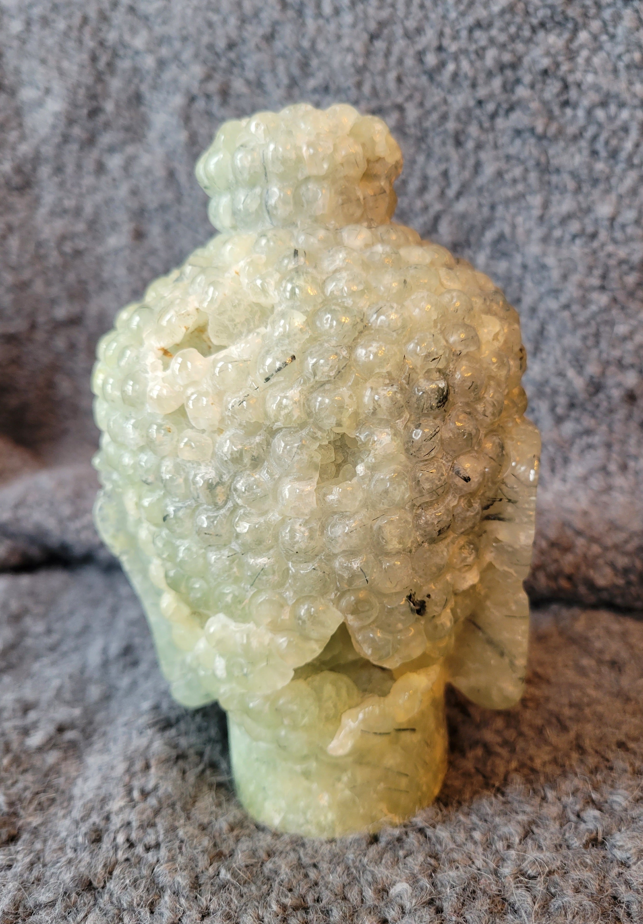 Prehnite Big Buddha Head Crystal Carving, Gorgeous!