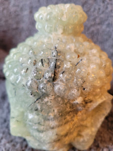 Prehnite Big Buddha Head Crystal Carving, Gorgeous!