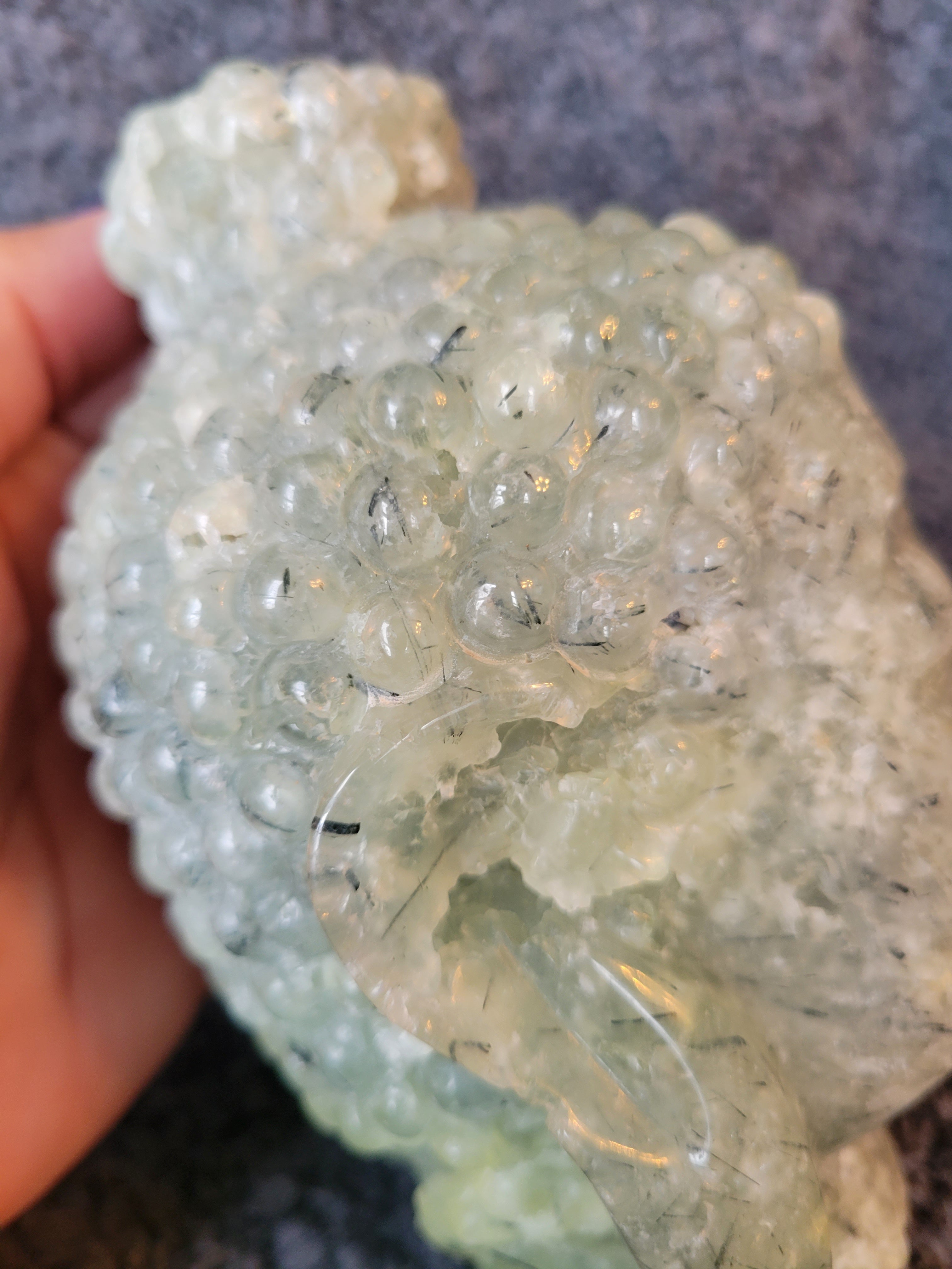 Prehnite Big Buddha Head Crystal Carving, Gorgeous!