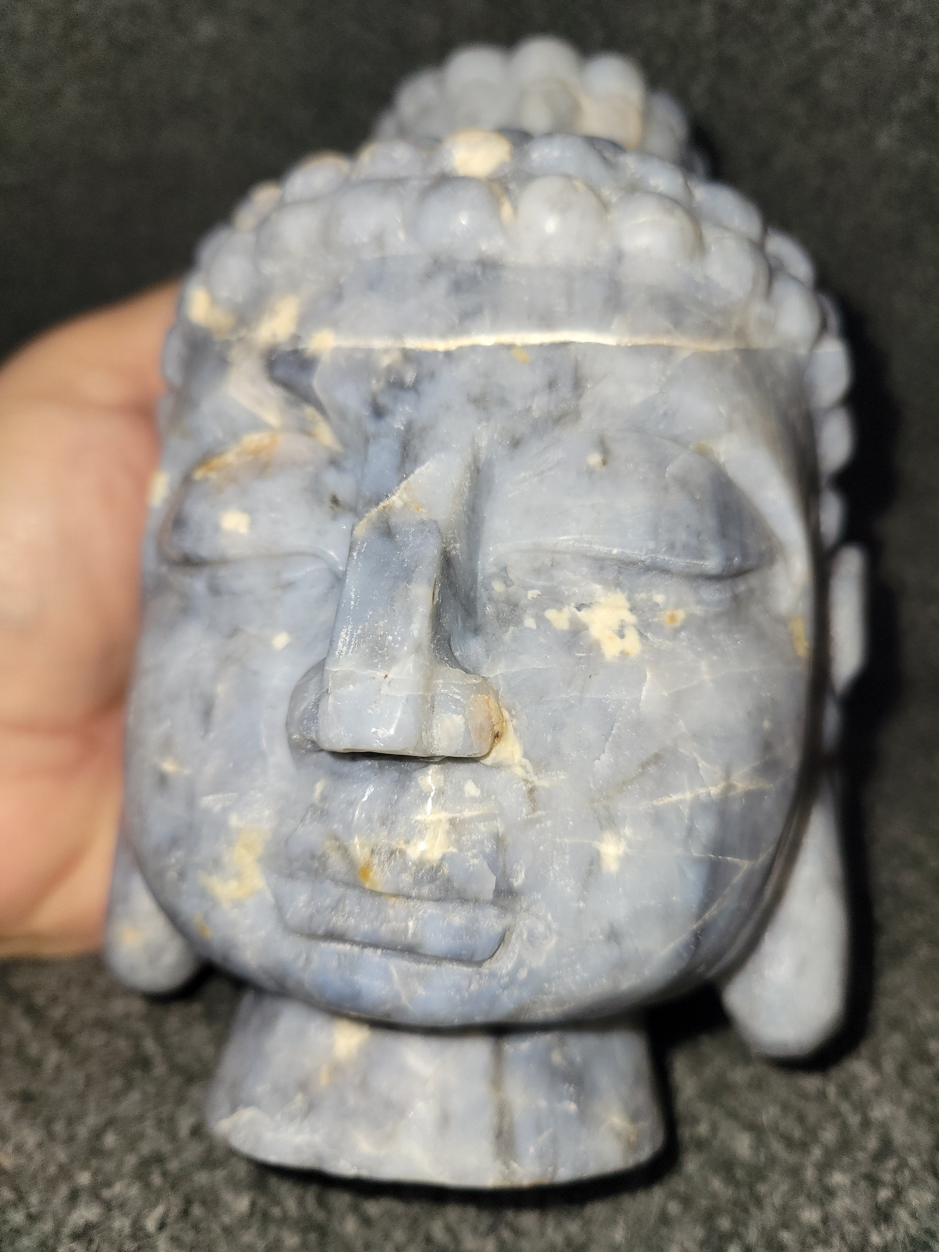 Blue Opal Big Buddha Head Crystal Carving, Beautiful!