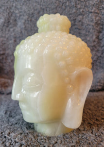 Pistachio Onyx Big Buddha Head Crystal Carving, Beautiful!