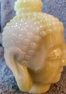 Pistachio Onyx Big Buddha Head Crystal Carving, Beautiful!