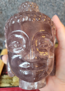 Purple Fluorite Big Buddha Head Crystal Carving, with Rainbows! Stunning!