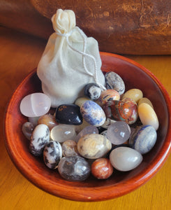 Mystery Bag, Tumbled Stones, Tumbles, Mix Material of 12 pcs. Will Come with a Free Bag!