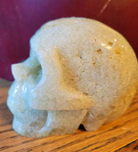 Prehnite Skull With Epidote Inclusions, Crystal Carving, Gorgeous!