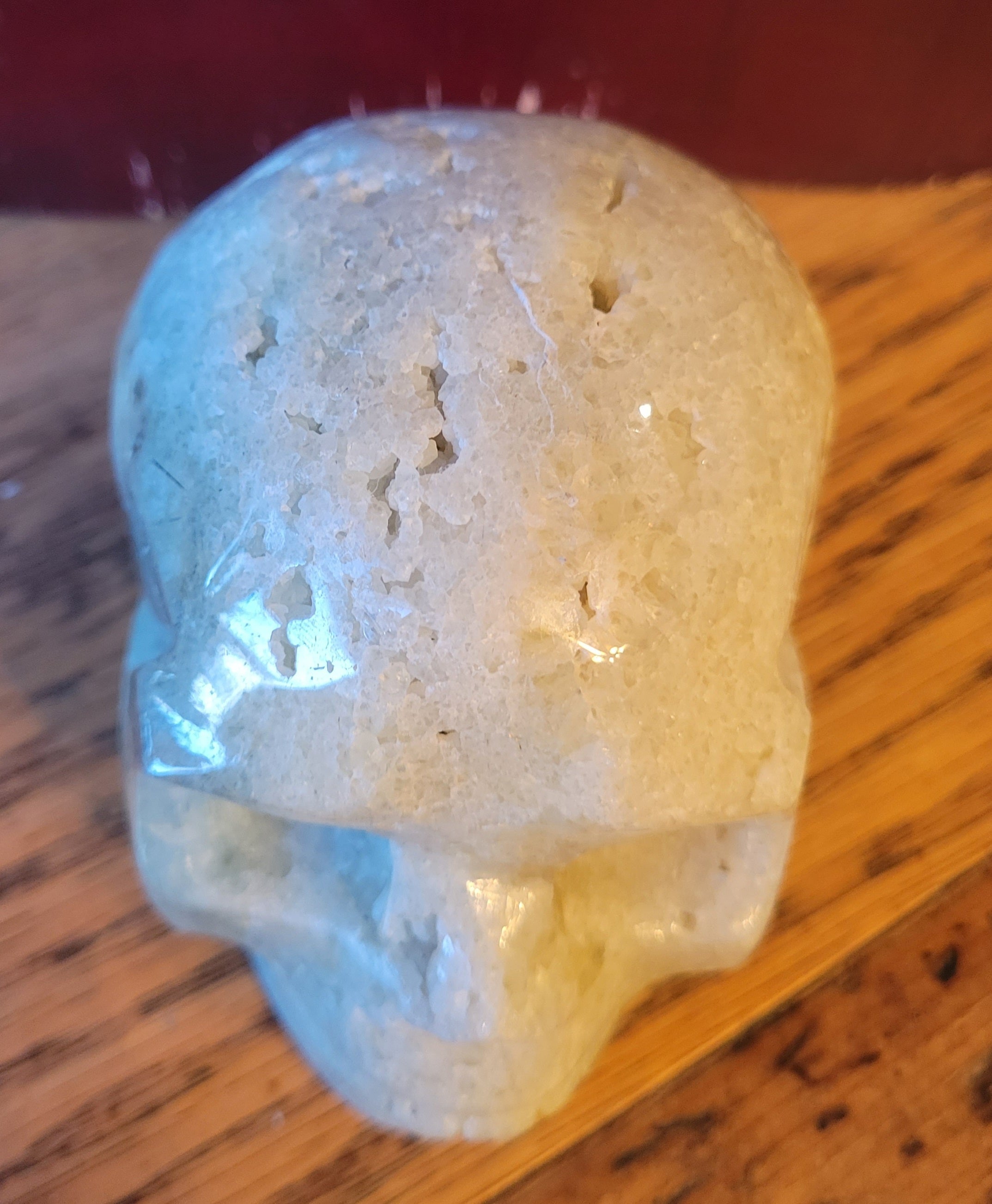 Prehnite Skull With Epidote Inclusions, Crystal Carving, Gorgeous!