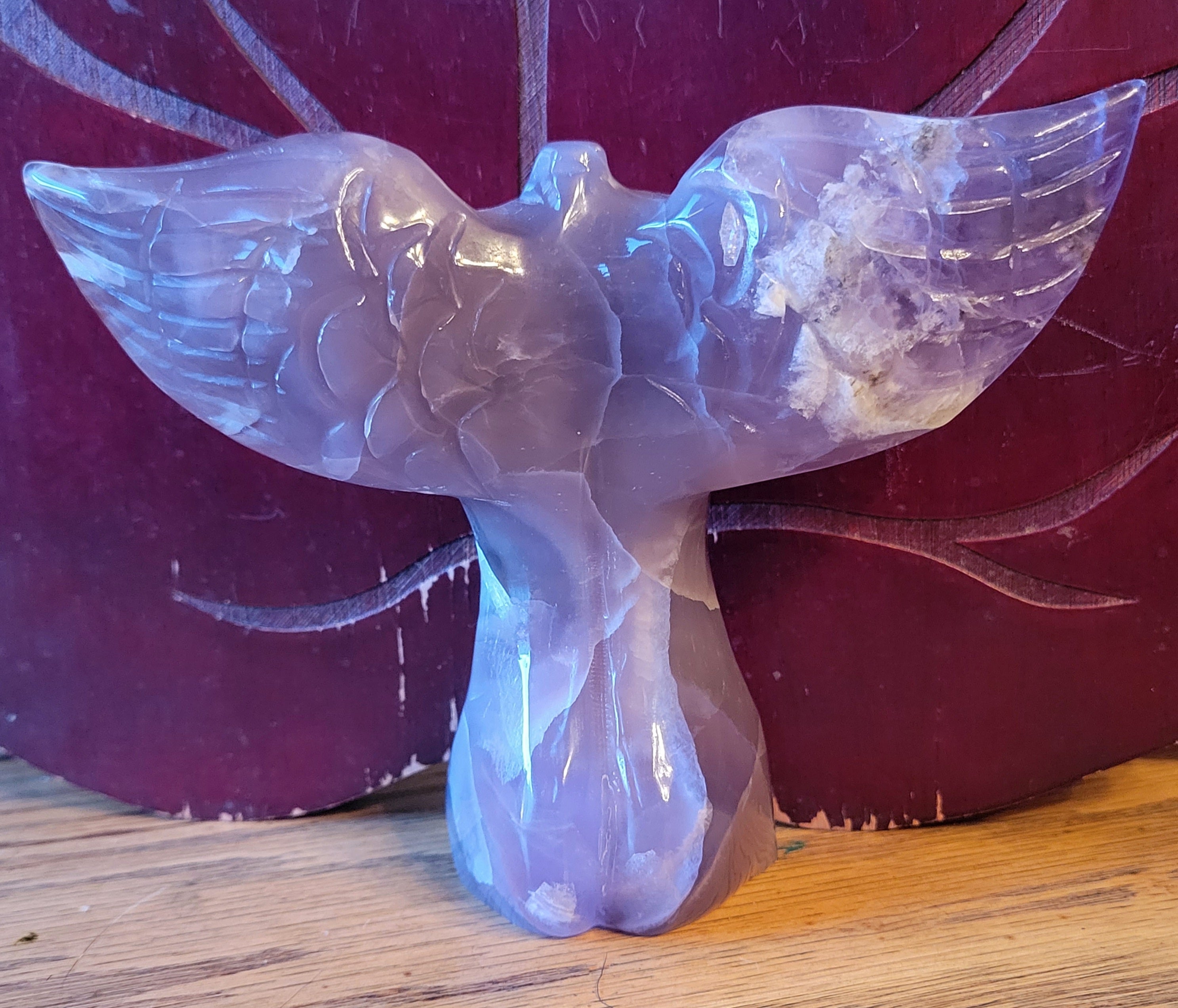 Purple Fluorite Fairy, Angel, Body with Wings, Woman, Goddess, Crystal Carving, With Druzy and Quartz! Stunning!