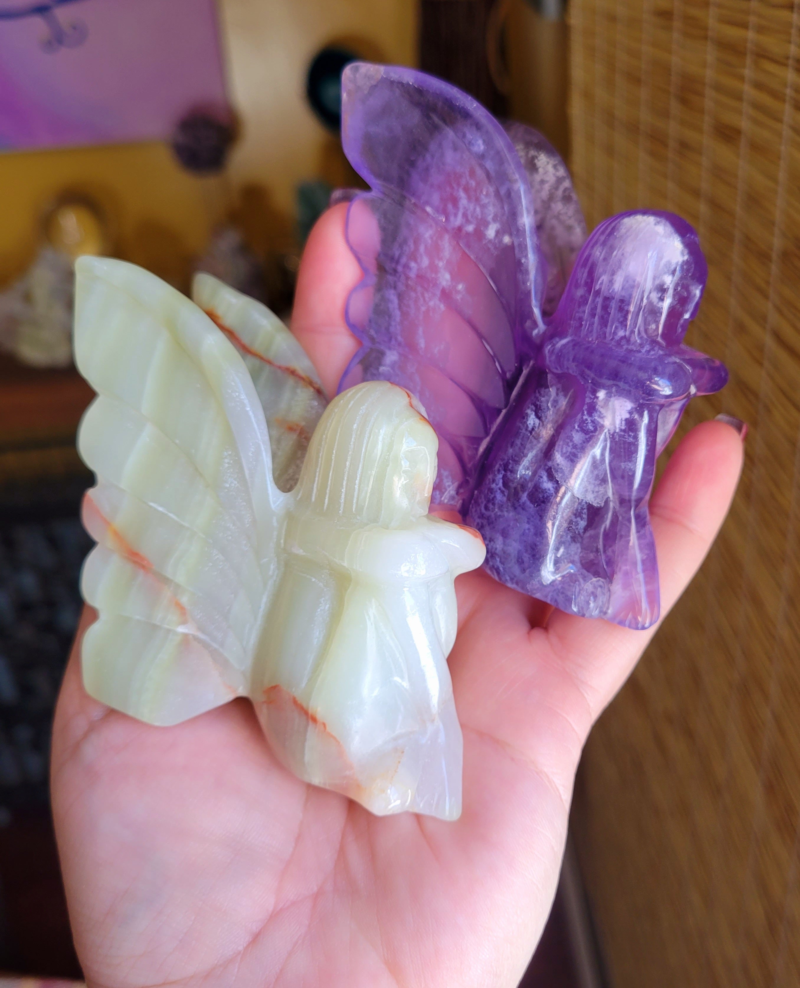 Fairies, Fairy, Butterflies, Bodies, Goddess, Crystal Carvings, Fluorite & Onyx, Stunning!