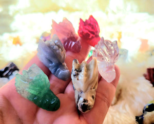 Miniature Dragon Heads, Fire Dragons, Mini Dragons, Crystal Carvings, Beautiful! Different Materials