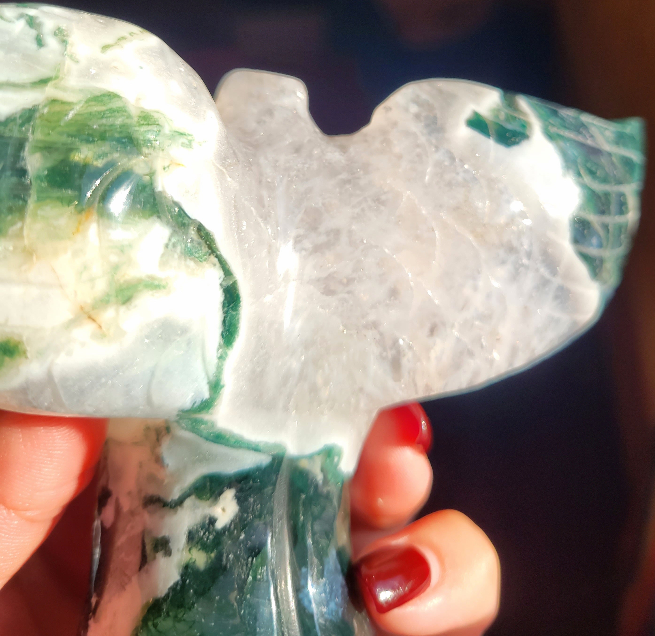 Moss Agate Fairy, Angel, Body with Wings, Woman, Goddess, Crystal Carving, With Druzy and Quartz! Stunning!