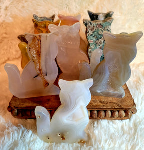 Druzy Agate Cat, Kitty, Kitten shape, Slabs, Crystal Carvings, Gorgeous! Different Materials