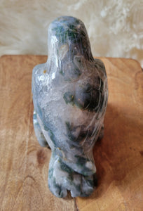 Druzy Moss Agate Raven, Crow, Crystal Carving, Stunning!