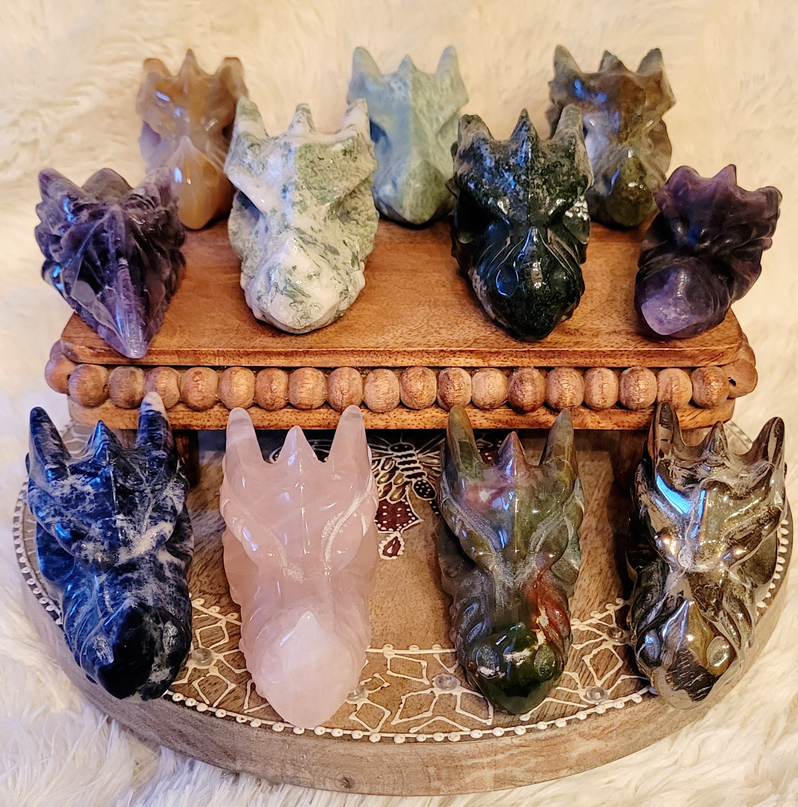 Dragon Heads, Fire Dragons, Flying Dragons, Raven Skulls, Crystal Carving, Stunning! Different Materials