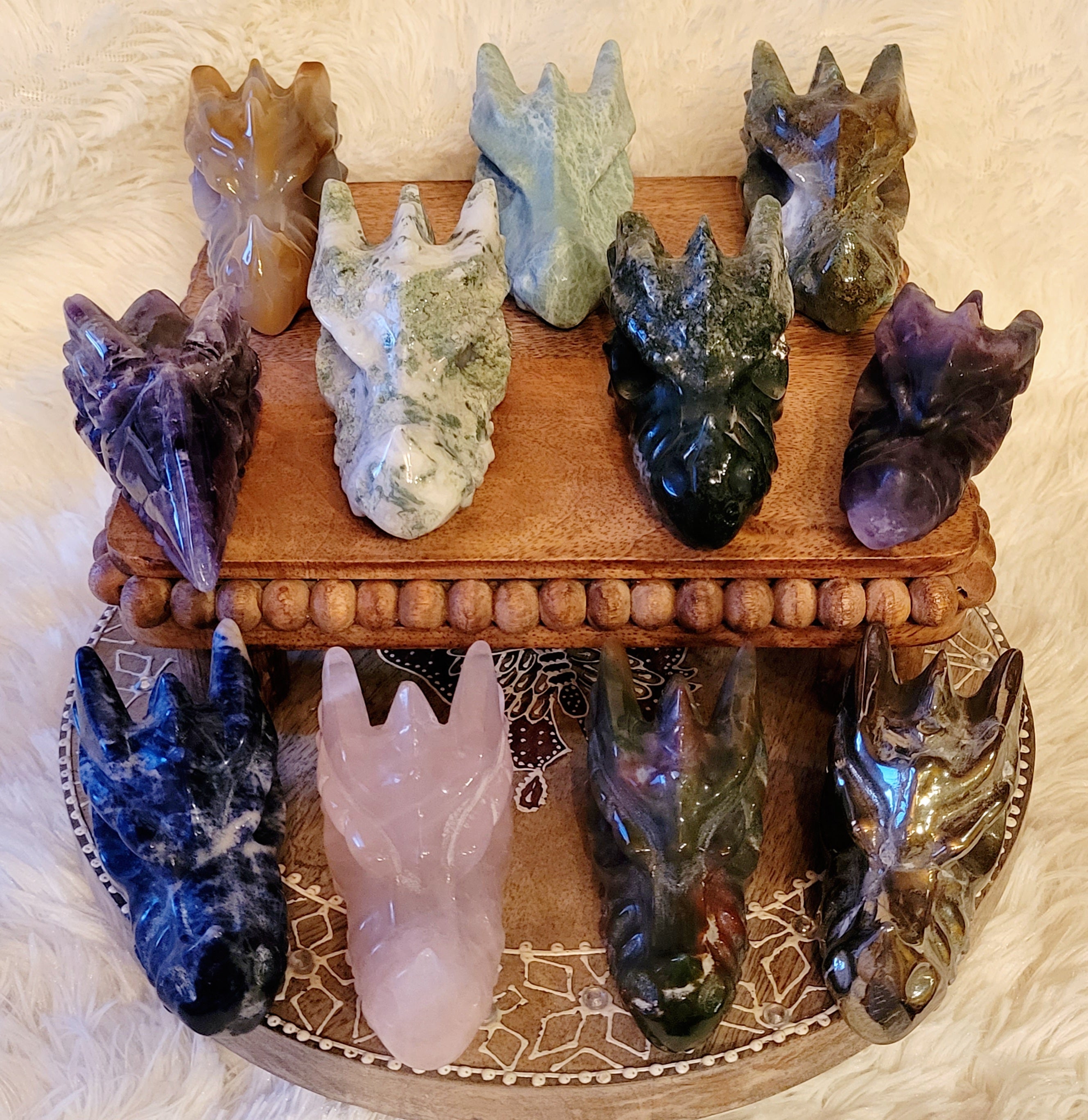 Dragon Heads, Fire Dragons, Flying Dragons, Raven Skulls, Crystal Carving, Stunning! Different Materials