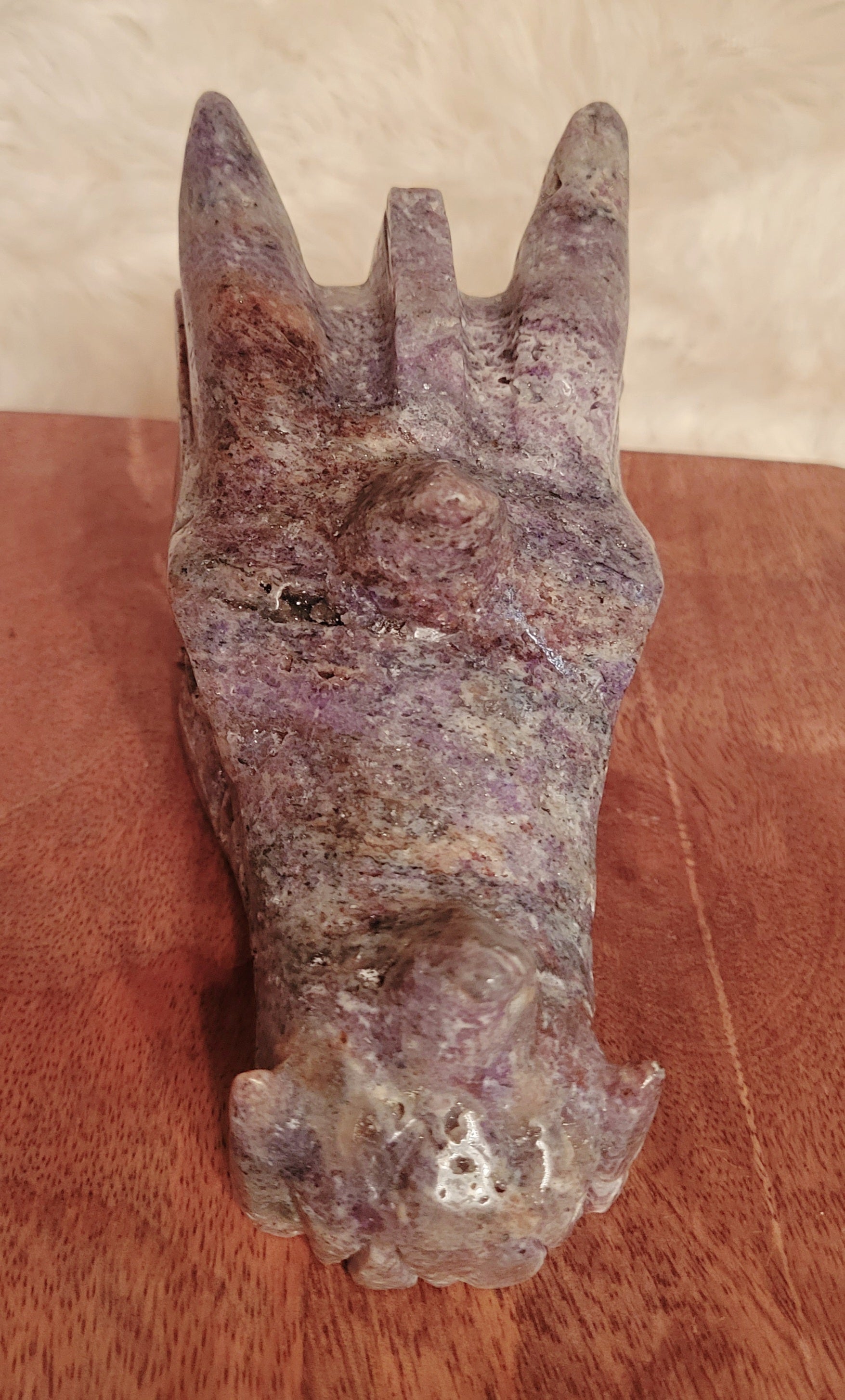 Purple Sphalerite Large Dragon Head, Fire Dragon, Flying Dragon, Crystal Carving, Dragon With Some Druzy, Stunning!