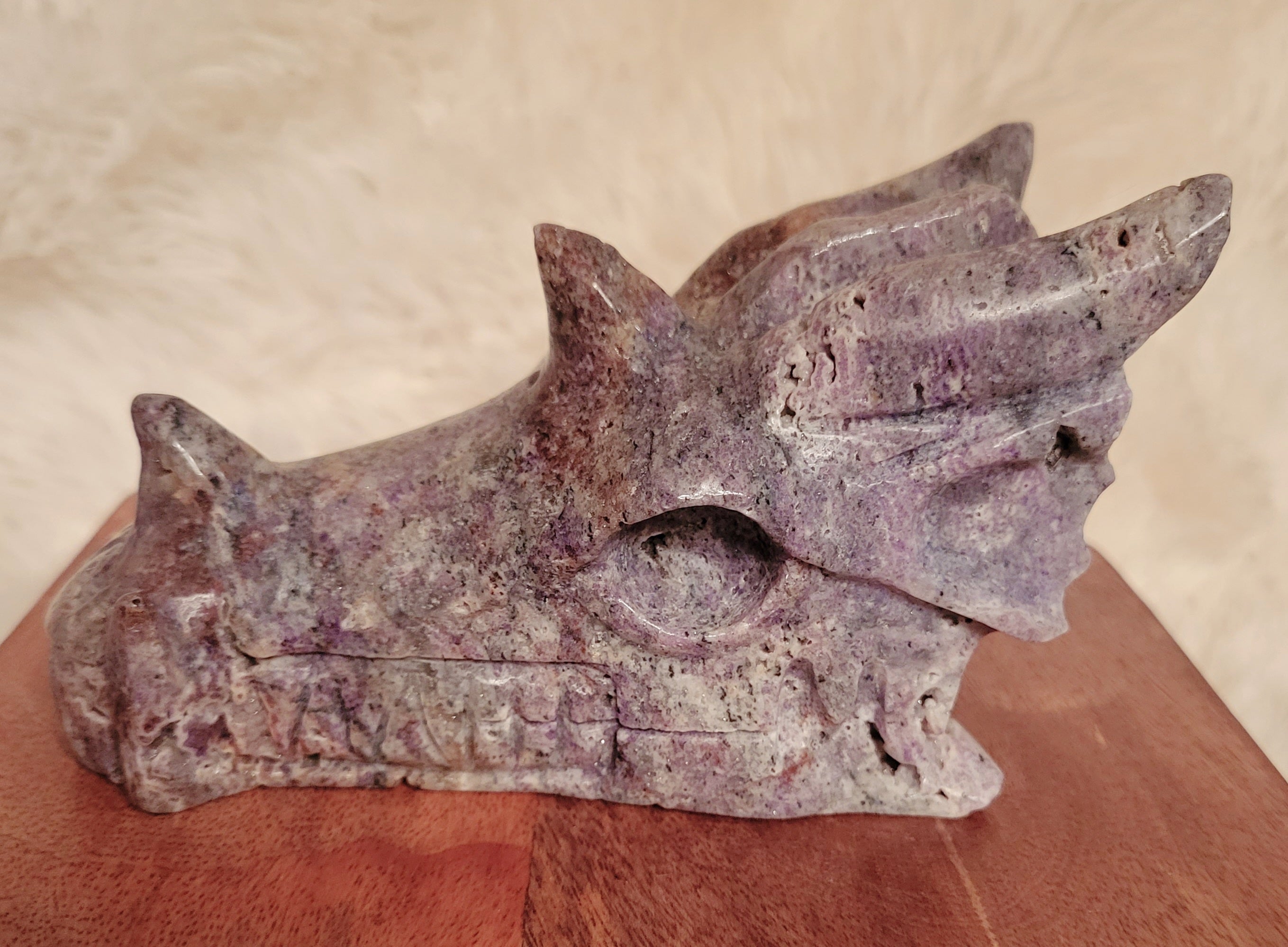 Purple Sphalerite Large Dragon Head, Fire Dragon, Flying Dragon, Crystal Carving, Dragon With Some Druzy, Stunning!