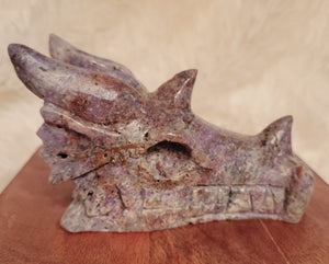 Purple Sphalerite Large Dragon Head, Fire Dragon, Flying Dragon, Crystal Carving, Dragon With Some Druzy, Stunning!