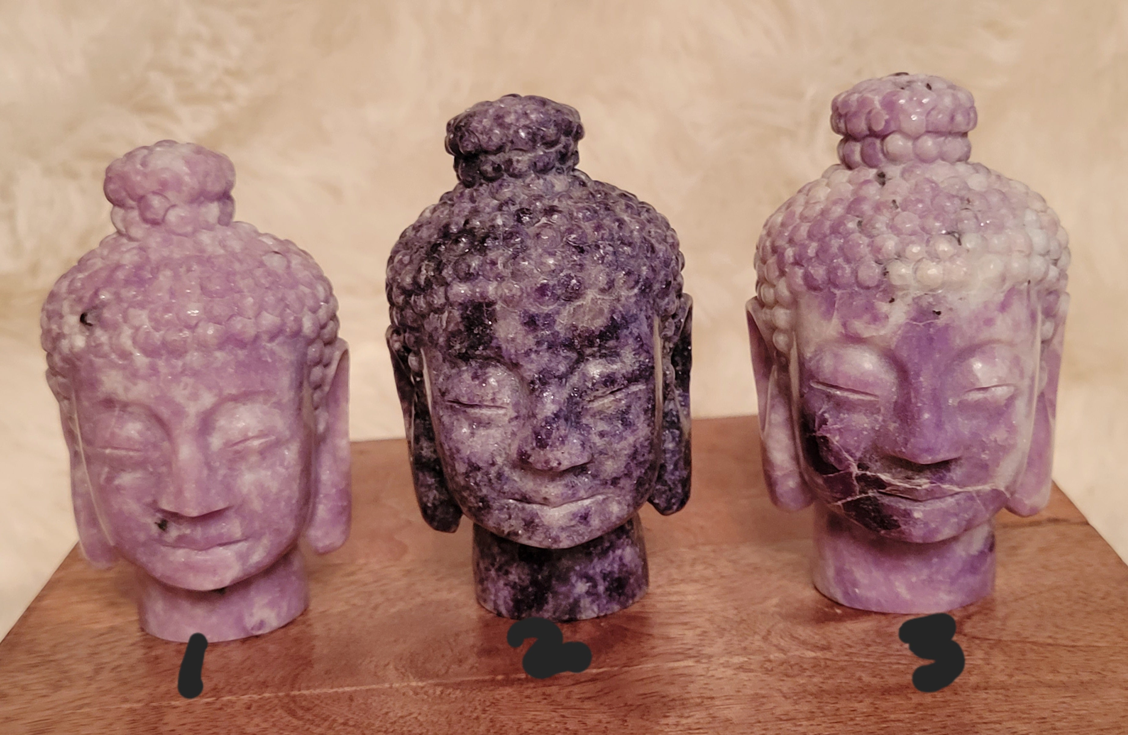 Small Buddha Heads, Crystal Carvings, Gorgeous! Different Materials