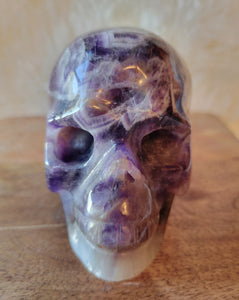 Russian Flower Agate & Dream Amethyst Skulls, Crystal Carving, Gorgeous!