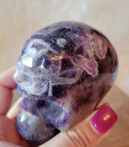 Russian Flower Agate & Dream Amethyst Skulls, Crystal Carving, Gorgeous!