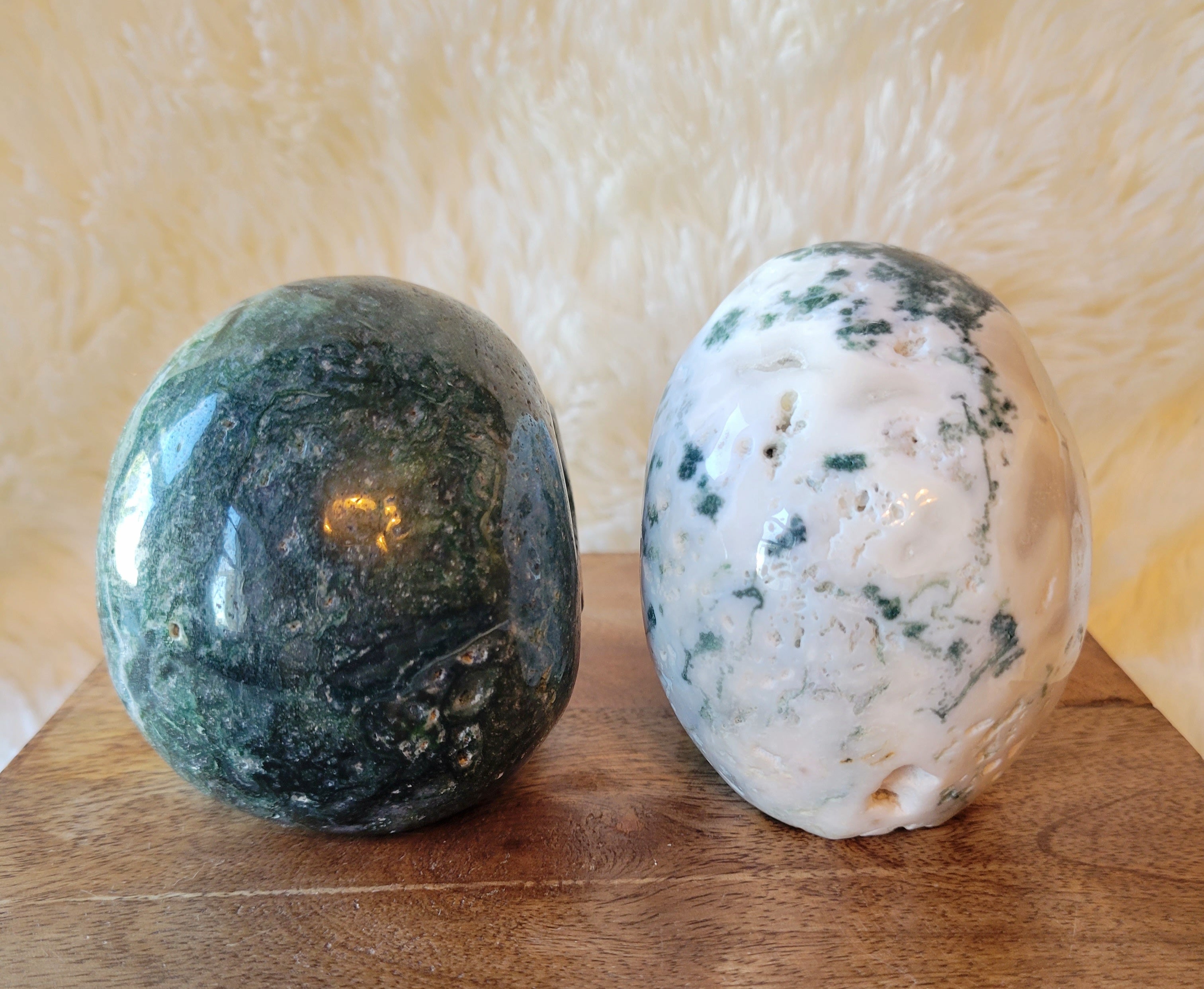 Moss Agate & Tree Agate Skulls, Crystal Carvings, Stunning!