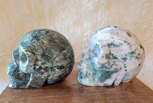 Moss Agate & Tree Agate Skulls, Crystal Carvings, Stunning!