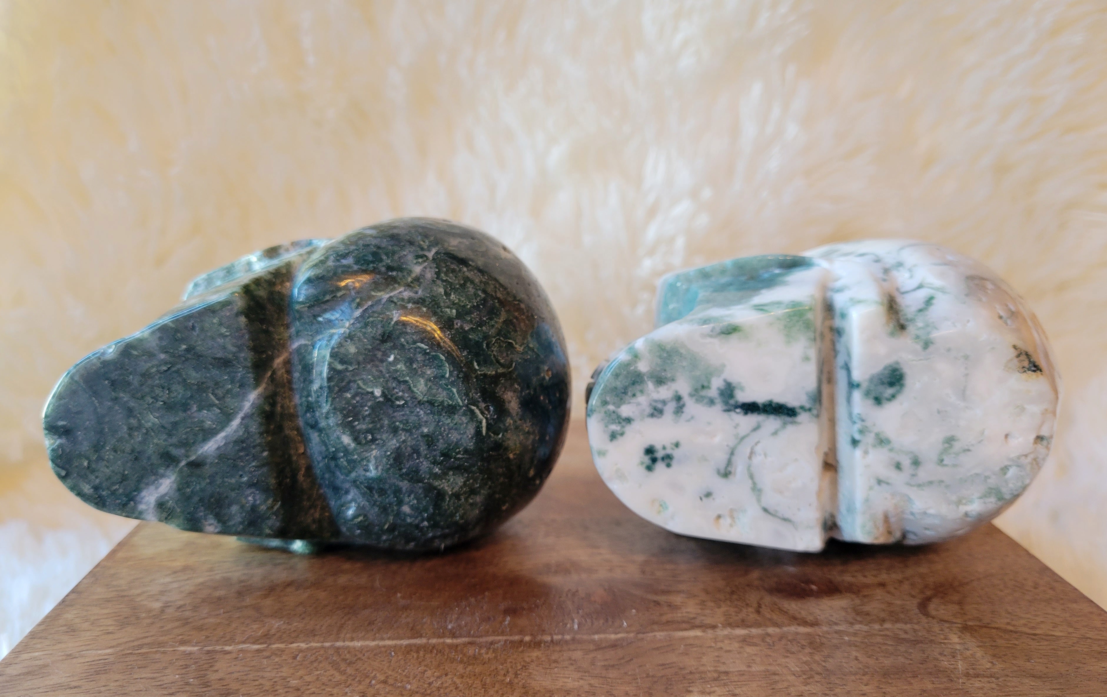 Moss Agate & Tree Agate Skulls, Crystal Carvings, Stunning!