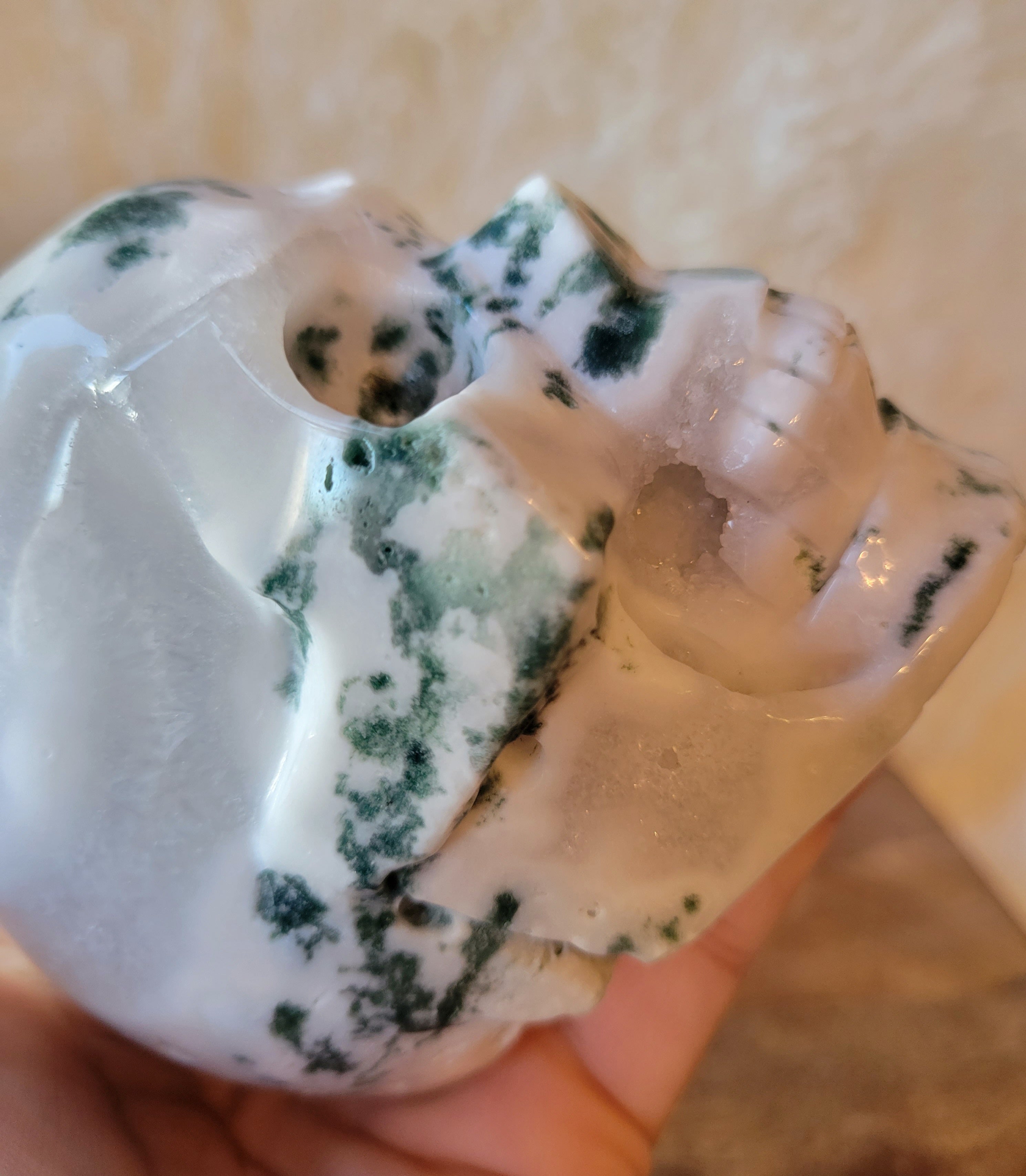 Moss Agate & Tree Agate Skulls, Crystal Carvings, Stunning!