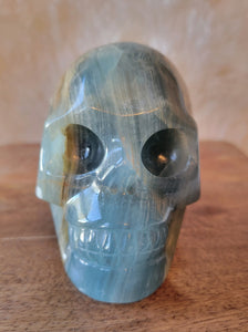 Blue Onyx & Crazy Lace Agate Skulls, Crystal Carvings, Gorgeous!