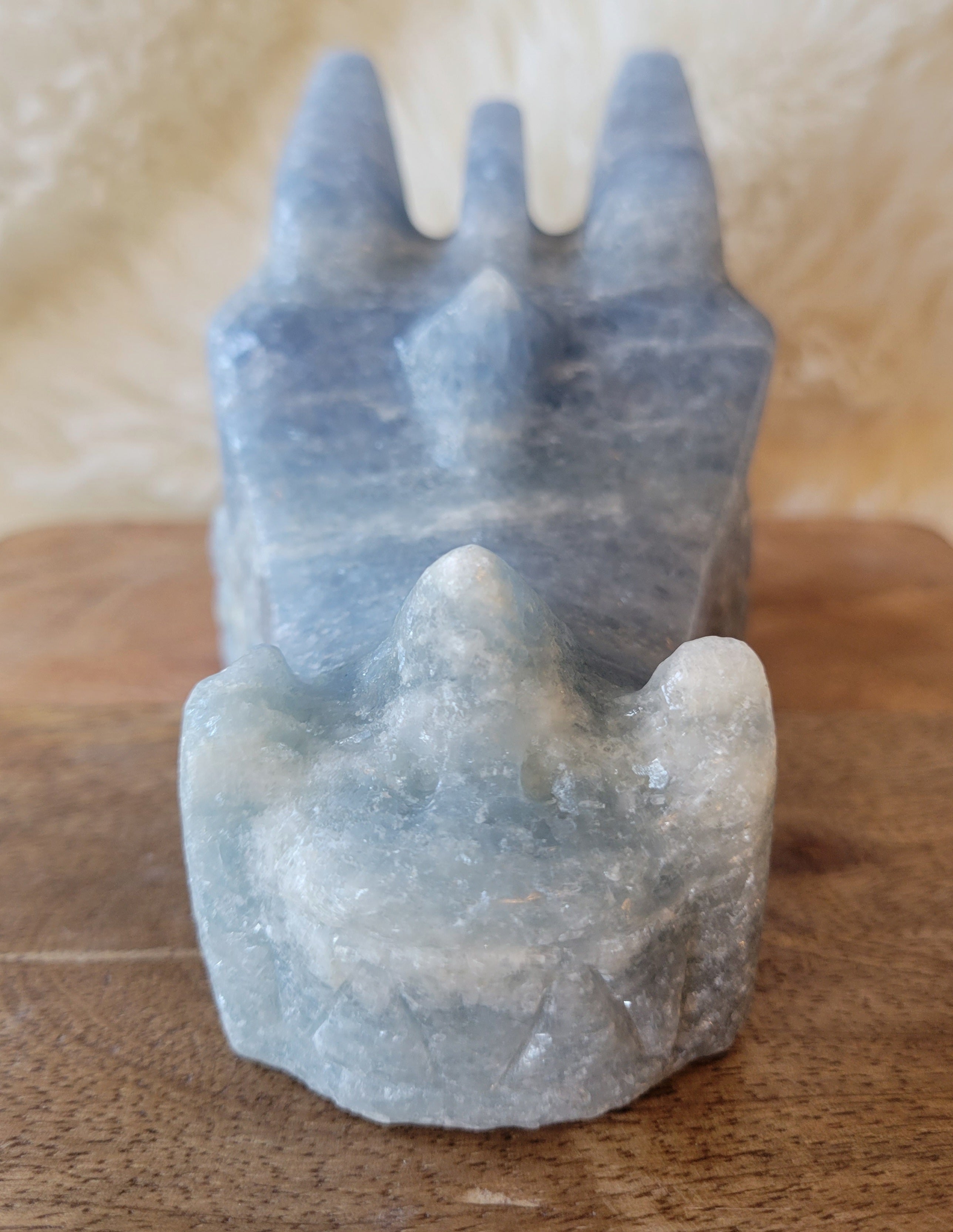 Celestite Large Dragon Head, Fire Dragon, Flying Dragon, Crystal Carving, Stunning!