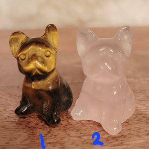 Miniature French Dogs, Pugs, Boston Terriers, Mini Dogs, Crystal Carvings, Adorable! Different Materials