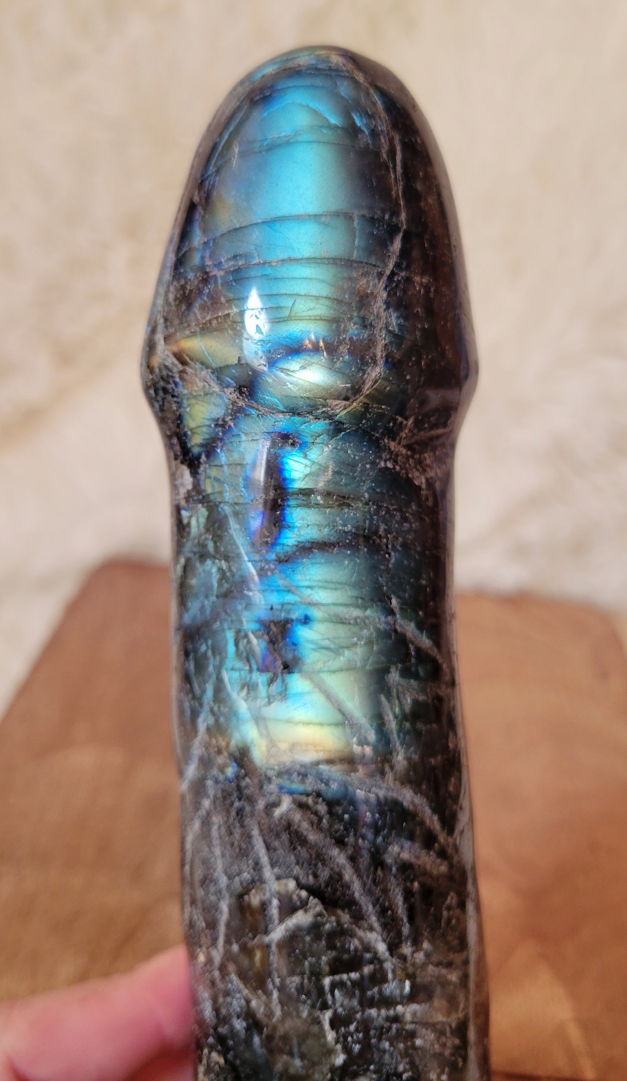 Crystal Carvings, Large Crystal Penis, Phallus, Men's Parts, Gorgeous Labradorite with Beautiful Flash!