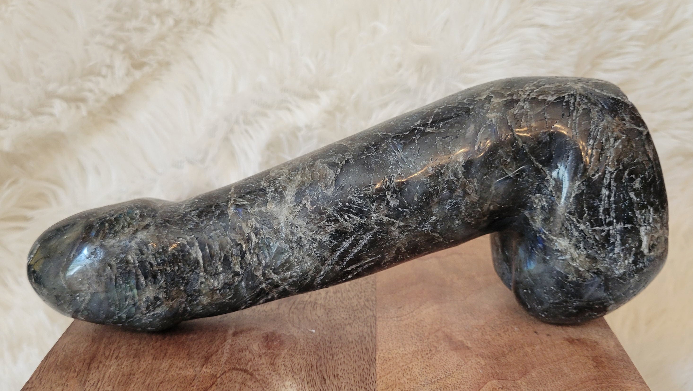 Crystal Carvings, Large Crystal Penis, Phallus, Men's Parts, Gorgeous Labradorite with Beautiful Flash!