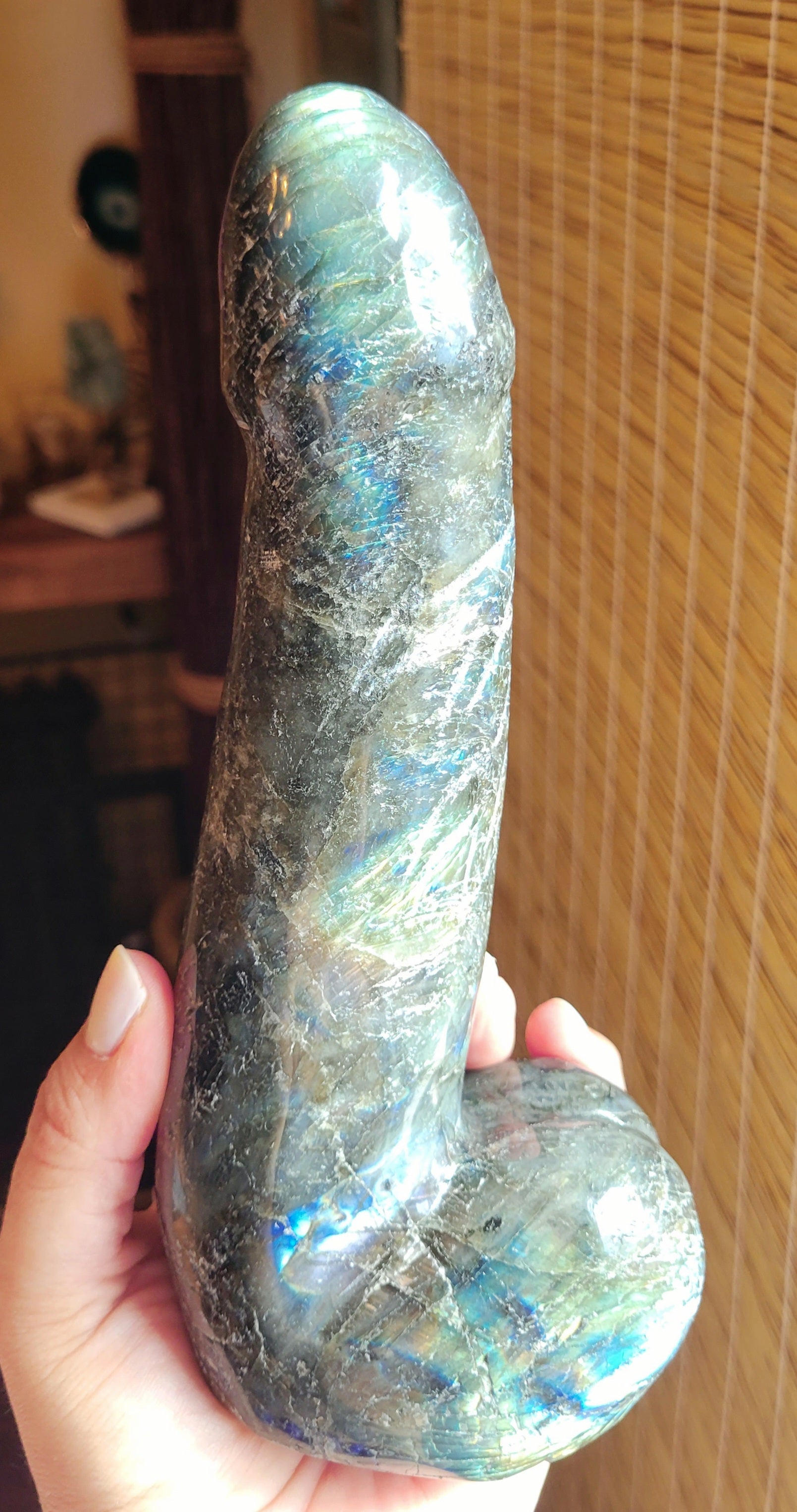 Crystal Carvings, Large Crystal Penis, Phallus, Men's Parts, Gorgeous Labradorite with Beautiful Flash!