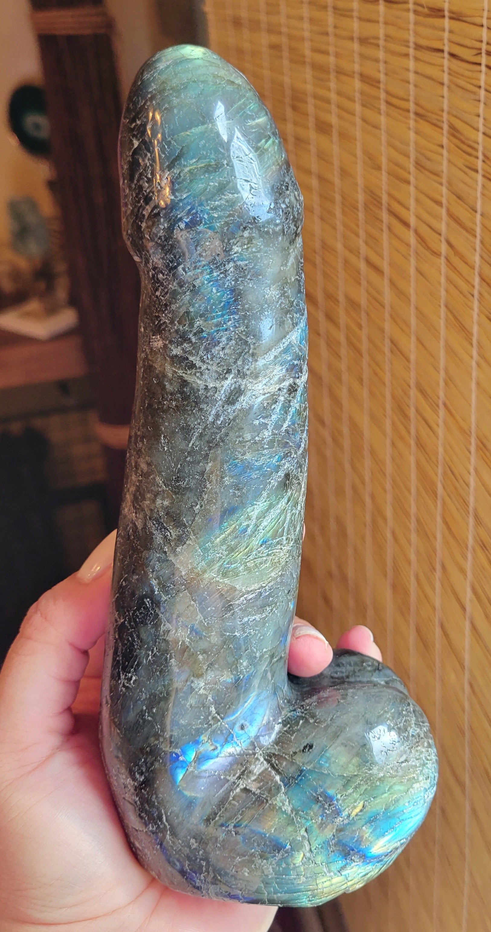 Crystal Carvings, Large Crystal Penis, Phallus, Men's Parts, Gorgeous Labradorite with Beautiful Flash!