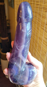 Crystal Carving, Large Penis, Phallus, Men's Parts, Gorgeous Purple Indigo Fluorite with Beautiful Banding!