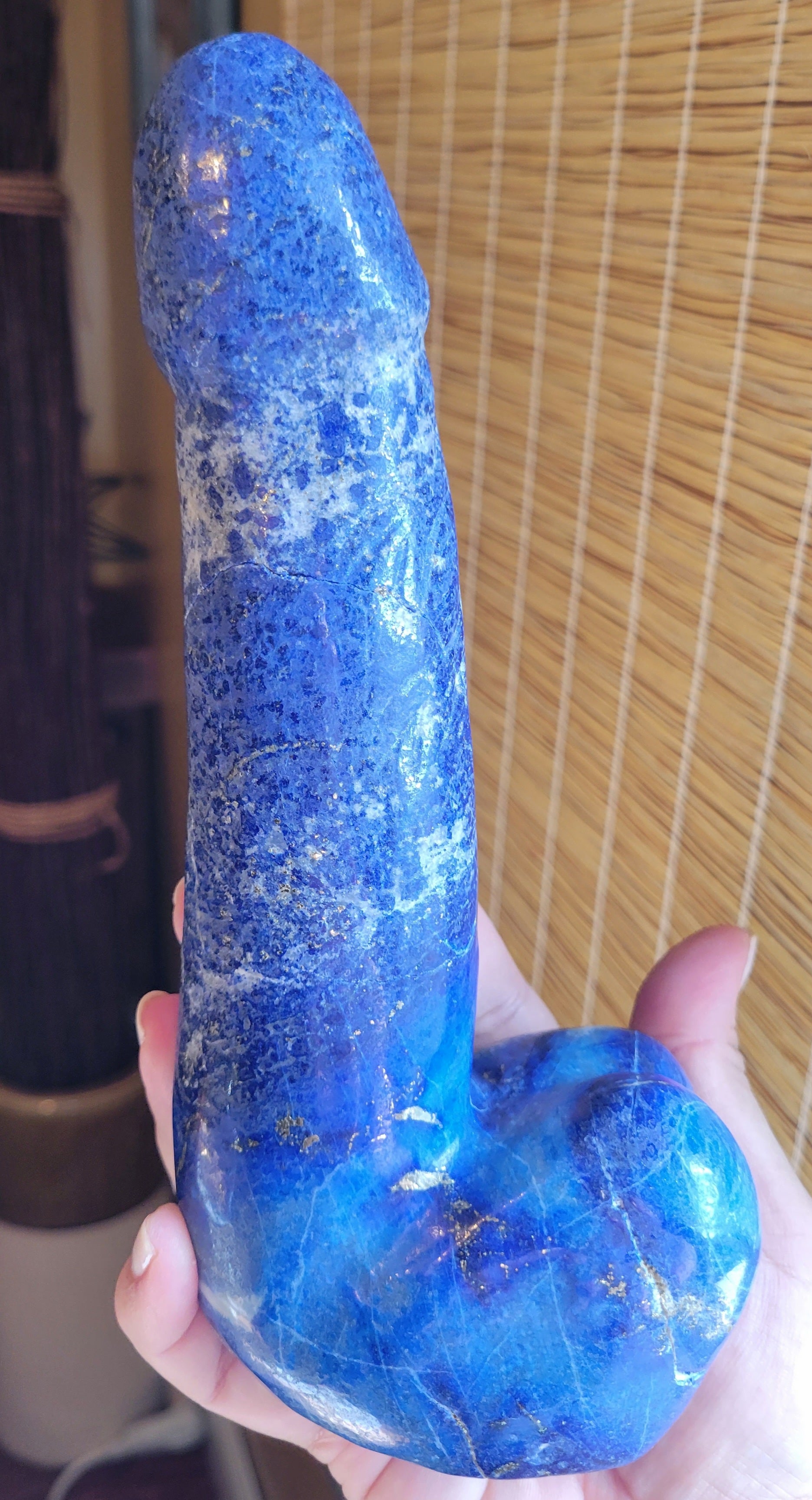 Crystal Carving, Large Penis, Phallus, Men's Parts, Gorgeous Lapis Lazuli with Beautiful Banding!