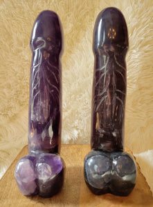 Crystal Carving, Large Penis, Phallus, Men's Parts, Gorgeous Purple Indigo Fluorite with Beautiful Banding!