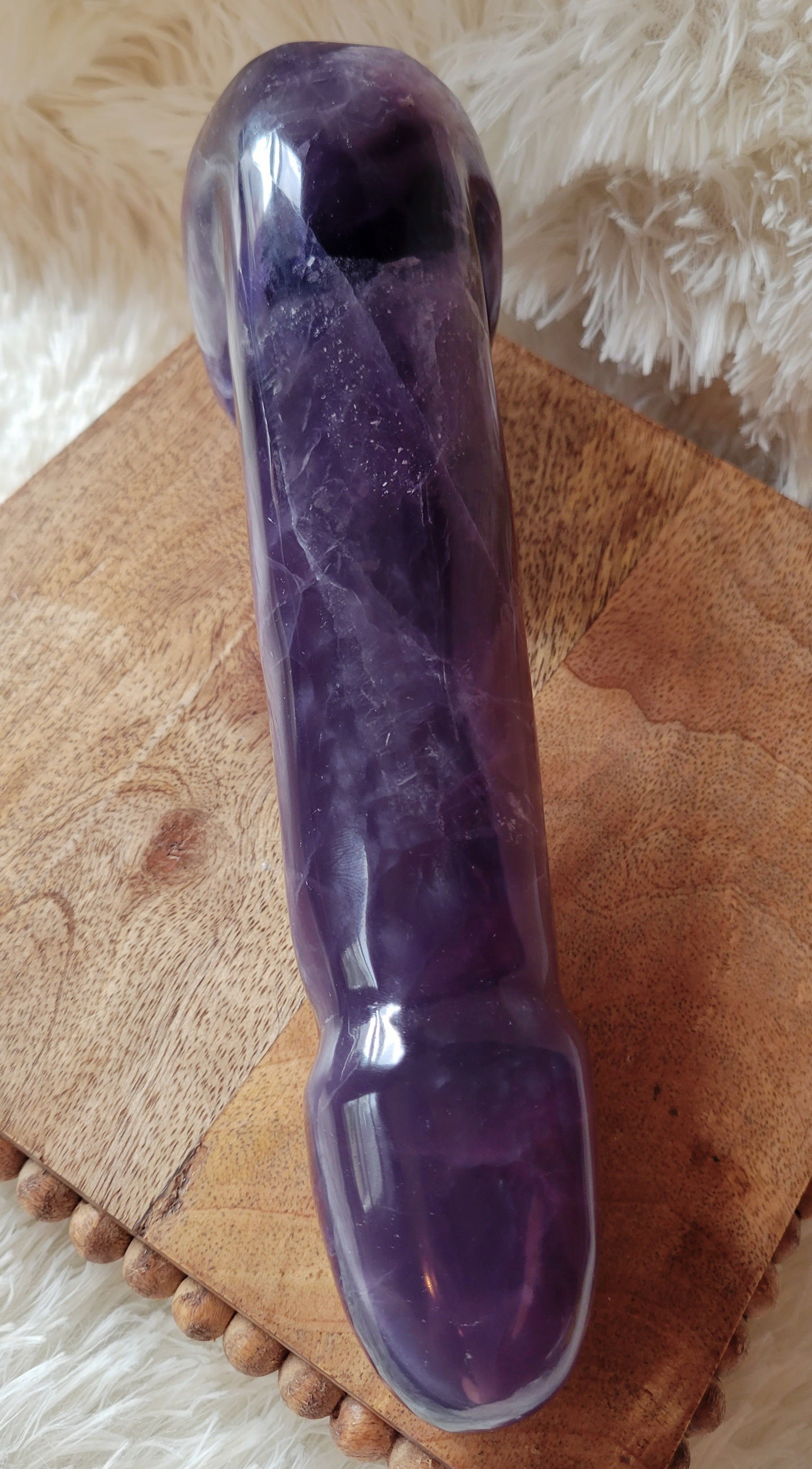 Crystal Carving, Large Penis, Phallus, Men's Parts, Gorgeous Purple Indigo Fluorite with Beautiful Banding!