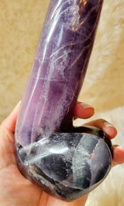 Crystal Carving, Large Penis, Phallus, Men's Parts, Gorgeous Purple Indigo Fluorite with Beautiful Banding!