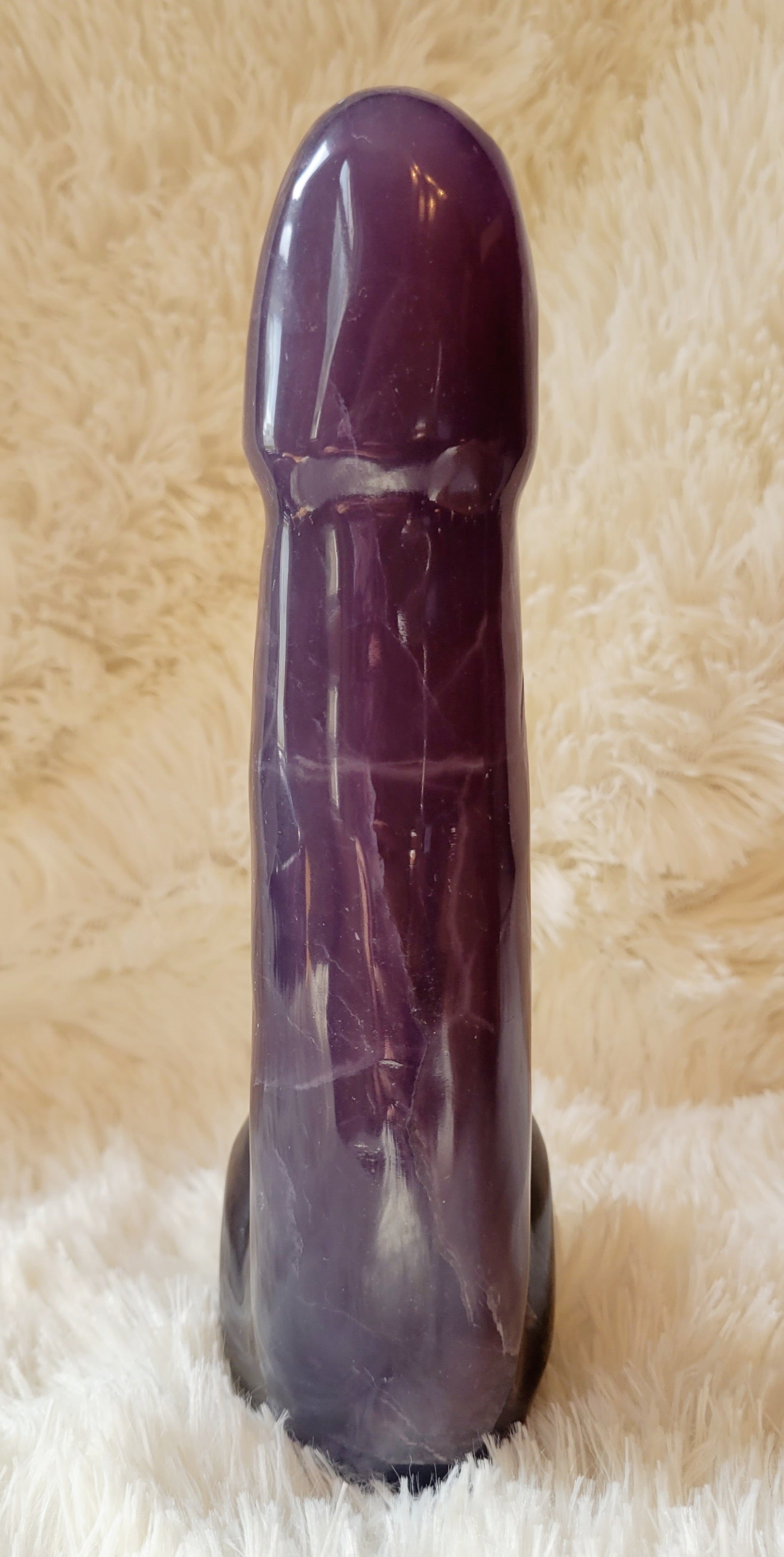 Crystal Carving, Large Penis, Phallus, Men's Parts, Gorgeous Purple Indigo Fluorite with Beautiful Banding!