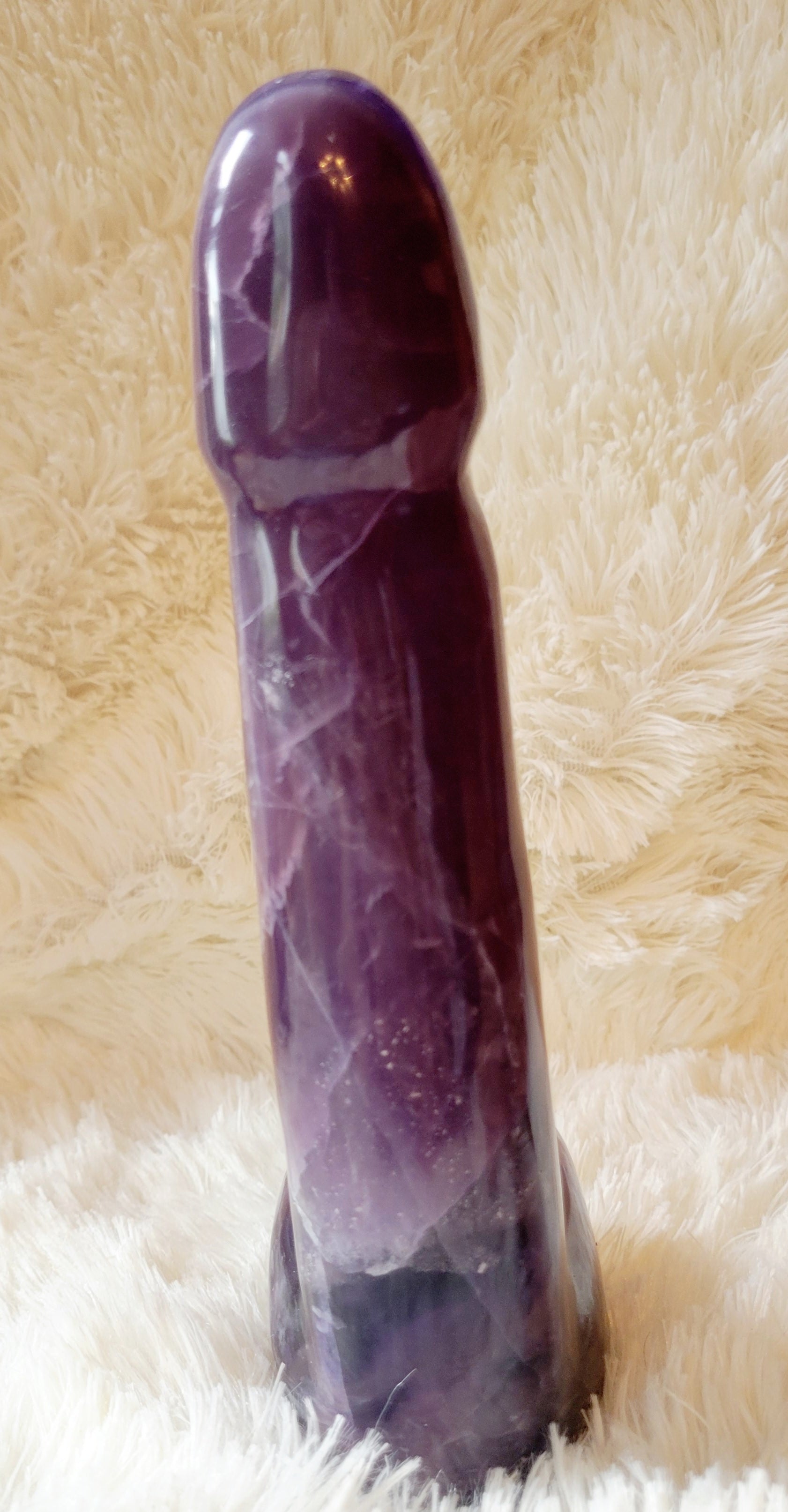 Crystal Carving, Large Penis, Phallus, Men's Parts, Gorgeous Purple Indigo Fluorite with Beautiful Banding!