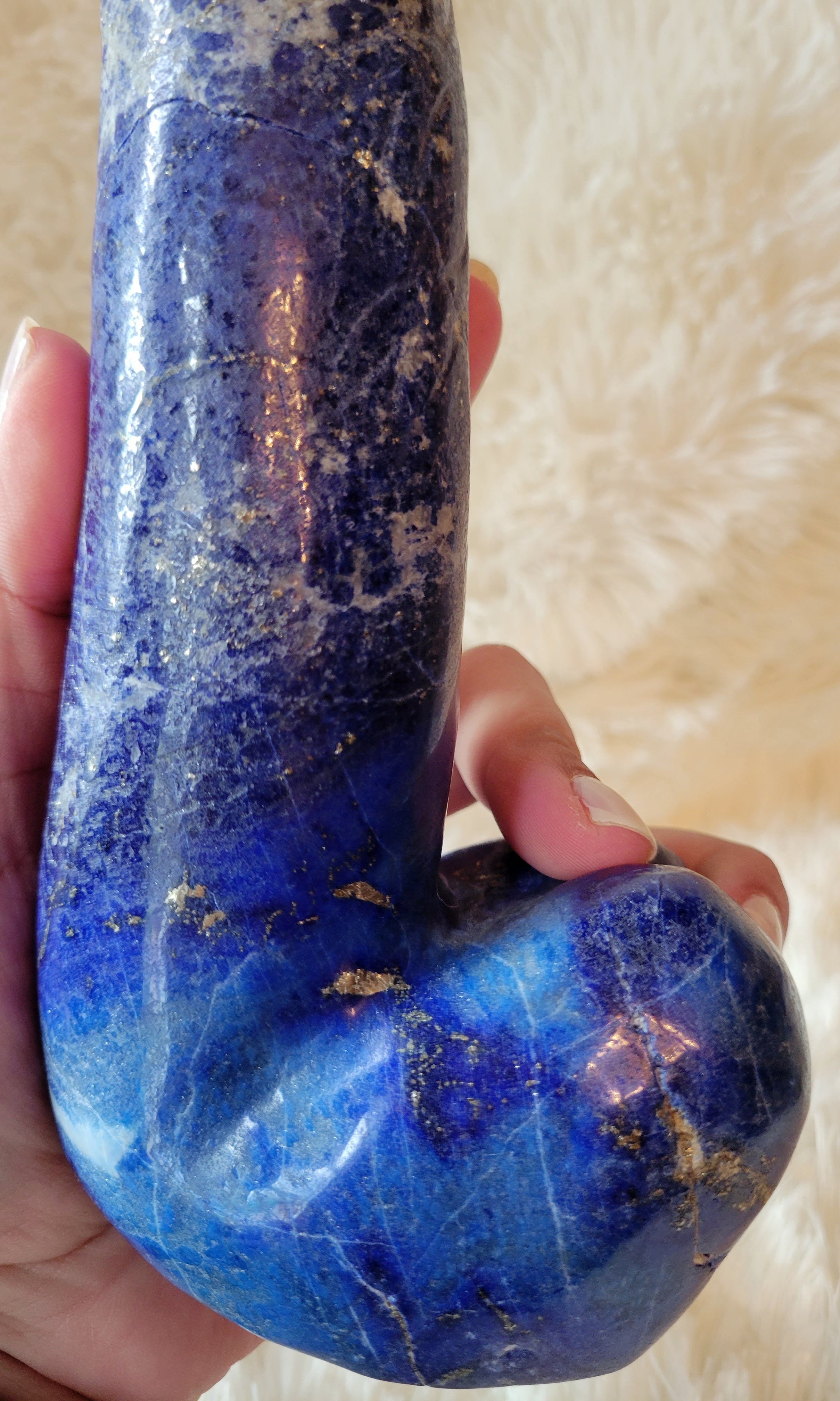 Crystal Carving, Large Penis, Phallus, Men's Parts, Gorgeous Lapis Lazuli with Beautiful Banding!