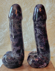 Crystal Carving, Large Penis, Phallus, Men's Parts, Gorgeous Dream Amethyst with Beautiful Chevron Banding!