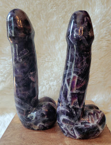 Crystal Carving, Large Penis, Phallus, Men's Parts, Gorgeous Dream Amethyst with Beautiful Chevron Banding!