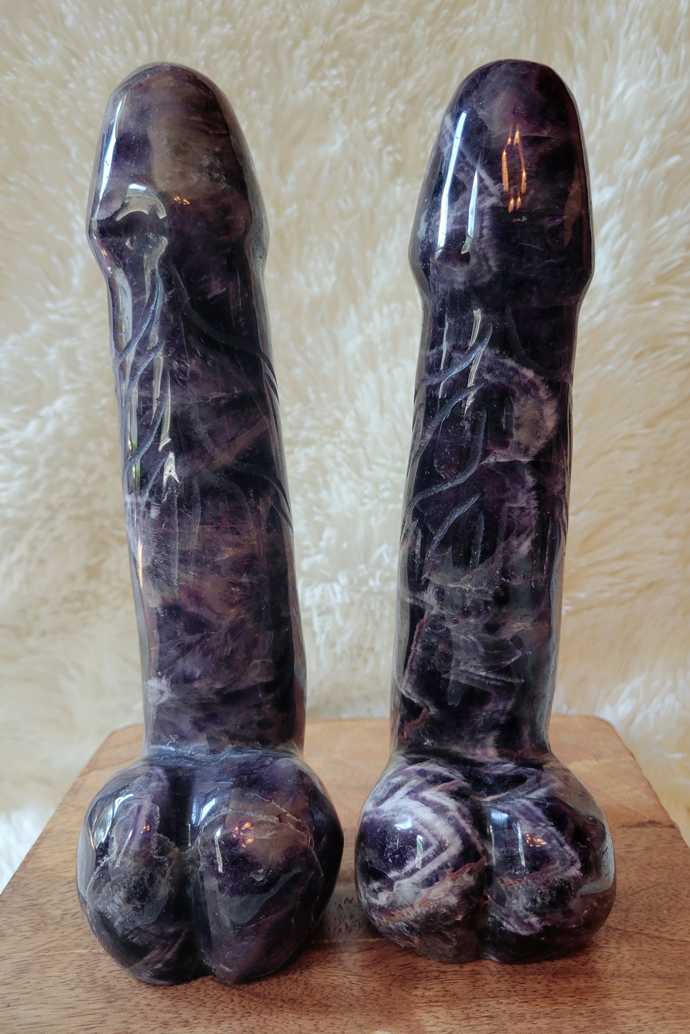 Crystal Carving, Large Penis, Phallus, Men's Parts, Gorgeous Dream Amethyst with Beautiful Chevron Banding!