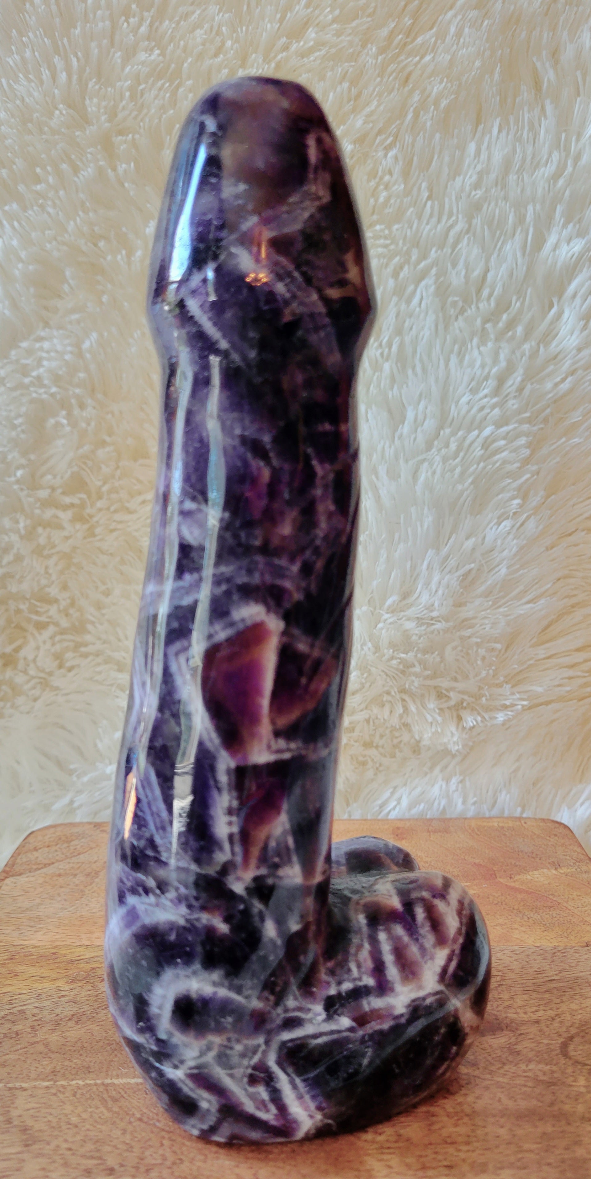 Crystal Carving, Large Penis, Phallus, Men's Parts, Gorgeous Dream Amethyst with Beautiful Chevron Banding!